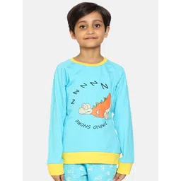 KiddoPanti Girls Blue Typography Printed T-shirt-picture-18