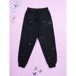KiddoPanti Girls Butterfly Design Joggers-picture-47