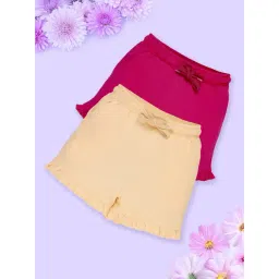Kiddopanti Girls Cotton Hem Frill Solid Shorts (Pack of 2)-picture-21