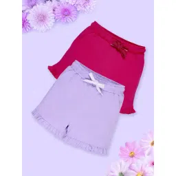 Kiddopanti Girls Cotton Hem Frill Solid Shorts (Pack of 2)-picture-11