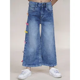 KiddoPanti Girls Jean Flared Heavy Fade Stretchable Jeans-picture-54