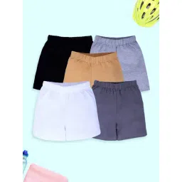 Kiddopanti Girls Multi Blended Solid Shorts Pack of 5-picture-23