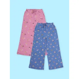 KiddoPanti Girls Pack Of 2 Printed Cotton Lounge Pants-picture-28