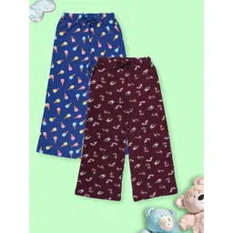 KiddoPanti Girls Pack Of 2 Printed Pure Cotton Lounge Pant-picture-20