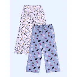 KiddoPanti Girls Pack Of 2 Sea Shells & Heart-Printed Lounge Pants-picture-41