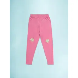 Kiddopanti Girls Pink Applique Legging-picture-20