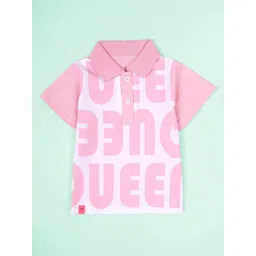 KiddoPanti Girls Printed Polo Collar Pure Cotton T-shirt-picture-42