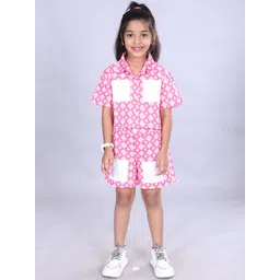 KiddoPanti Girls Printed Pure Cotton Shirt with Shorts-picture-23
