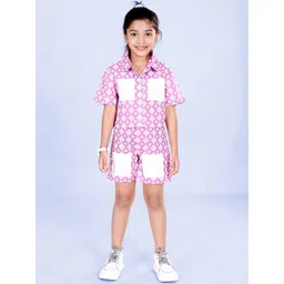 KiddoPanti Girls Printed Pure Cotton Short Sleeve With Pocket Clothing Set-picture-26