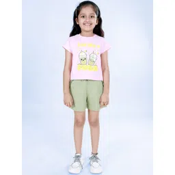 KiddoPanti Girls Printed Pure Cotton T-shirt With Shorts-picture-19