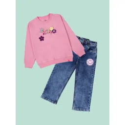 KiddoPanti Girls Printed Round Neck Sweatshirt & Trouser-picture-22