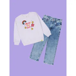 KiddoPanti Girls Printed Sweatshirt With Trousers-picture-23