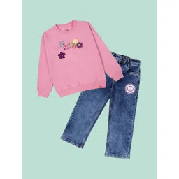 KiddoPanti Girls Printed Sweatshirt With Trousers-picture-25