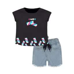 KiddoPanti Girls Printed T-shirt with Shorts-picture-14
