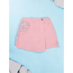 KiddoPanti Girls Self Design Cotton Above Knee Skorts Skirts-picture-48