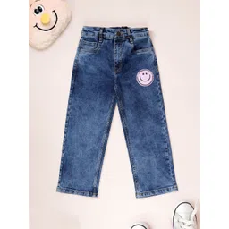 KiddoPanti Girls Straight Fit Mid-Rise Applique Stretchable Jeans-picture-13