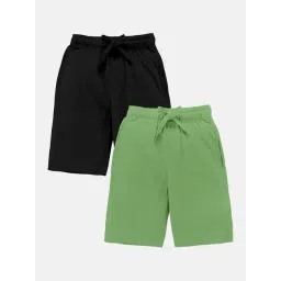 Kiddopanti Kids Black & Green Solid Shorts (Pack Of 2)-picture-22