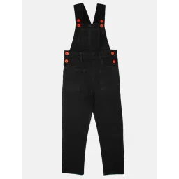 Kiddopanti Kids Black Solid Dungaree-picture-42