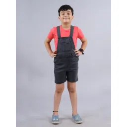 Kiddopanti Kids Black Solid Dungaree-picture-17