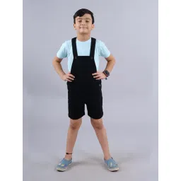 Kiddopanti Kids Black Solid Dungaree-picture-19