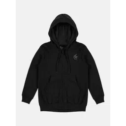 Kiddopanti Kids Black Solid Full Sleeves Hooded Sweatshirt-picture-28