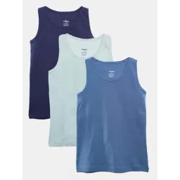 Kiddopanti Kids Blue Cotton Regular Fit Vest (Pack of 3)-picture-24