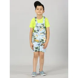 Kiddopanti Kids Blue Printed Dungaree-picture-14