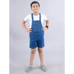 Kiddopanti Kids Blue Solid Dungaree-picture-48