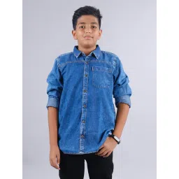 Kiddopanti Kids Blue Solid Full Sleeves Shirt-picture-21