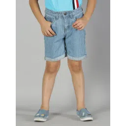 Kiddopanti Kids Blue Striped Denim Shorts-picture-17