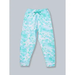 KiddoPanti Kids Blue Tie & Dye Printed Pure Cotton Joggers-image-46