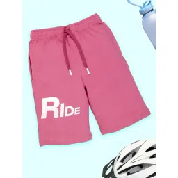 Kiddopanti Kids Boys Dusty Pink Cotton Knee Length Knit Printed Shorts-picture-13