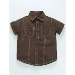 Kiddopanti Kids Brown Solid Shirt-picture-20