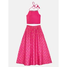 Kiddopanti Kids Fuchsia Printed Ghagra with Choli-picture-45