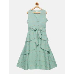 Kiddopanti Kids Green Printed Dress-picture-43