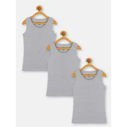 Kiddopanti Kids Grey Melange Solid Vest (Pack Of 3)-picture-21
