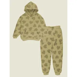 Kiddopanti Kids Khaki Printed Sweatshirt & Trackpants-picture-25