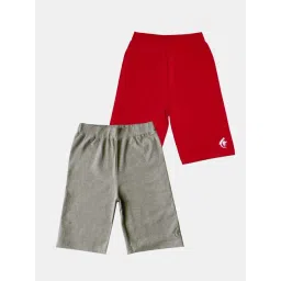 Kiddopanti Kids Maroon & Grey Logo Cycling Shorts (Pack of 2)-picture-26
