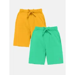 Kiddopanti Kids Mustard & Green Solid Shorts (Pack Of 2)-picture-19