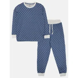 Kiddopanti Kids Navy Printed Full Sleeves T-Shirt with Trackpants-picture-12
