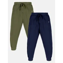 Kiddopanti Kids Olive & Navy Solid Trackpants (Pack Of 2)-picture-36
