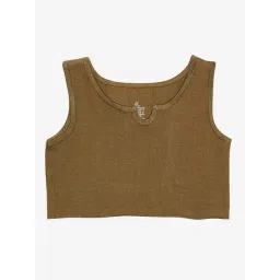 Kiddopanti Kids Olive Solid Crop Top-picture-24