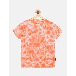 Kiddopanti Kids Orange & White Tie- Dye T-Shirt-picture-34