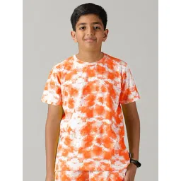 Kiddopanti Kids Orange & White Tie Dye T-Shirt-picture-31