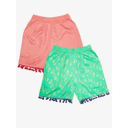 Kiddopanti Kids Peach & Light Green Printed Shorts (Pack Of 2)-picture-31