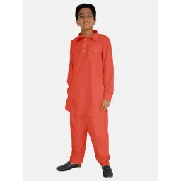 Kiddopanti Kids Peach Solid Full Sleeves Kurta with Pyjamas-picture-33