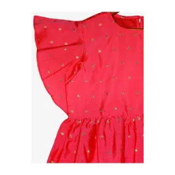 Kiddopanti Kids Pink & Blue Embellished Top with Harem Pants image 5