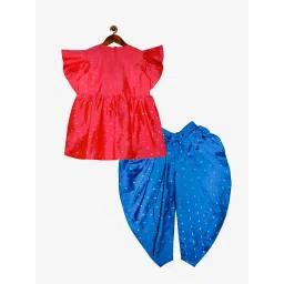 Kiddopanti Kids Pink & Blue Embellished Top with Harem Pants image 2