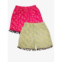 Kiddopanti Kids Pink & Lime Yellow Printed Shorts (Pack Of 2)-picture-39