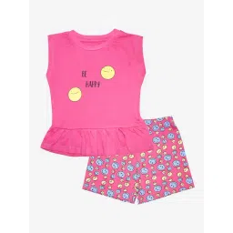 Kiddopanti Kids Pink Printed T-Shirt with Shorts-picture-33